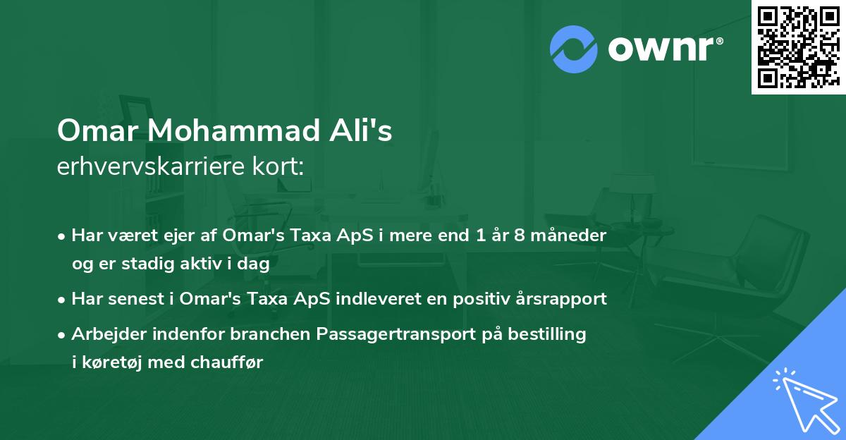Omar Mohammad Ali's erhvervskarriere kort