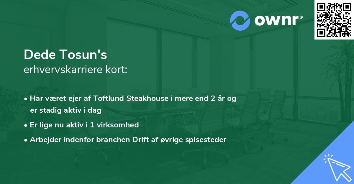 Dede Tosun's erhvervskarriere kort