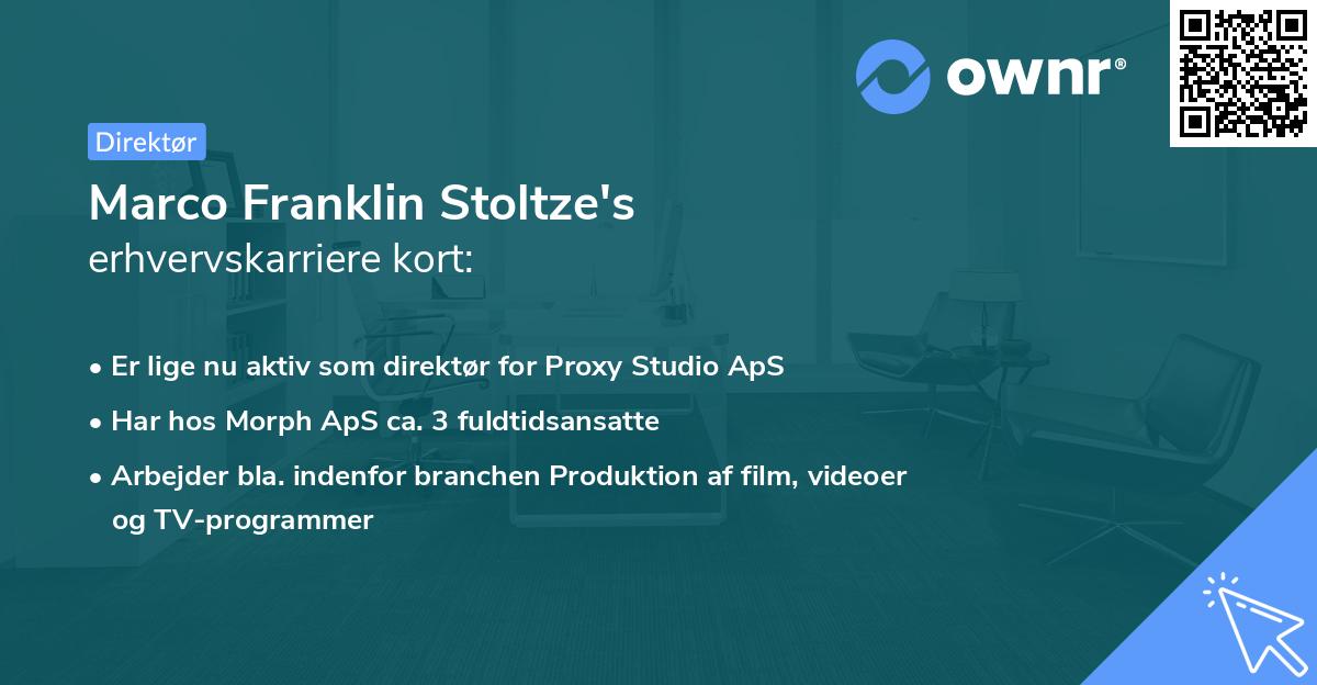 Marco Franklin Stoltze's erhvervskarriere kort