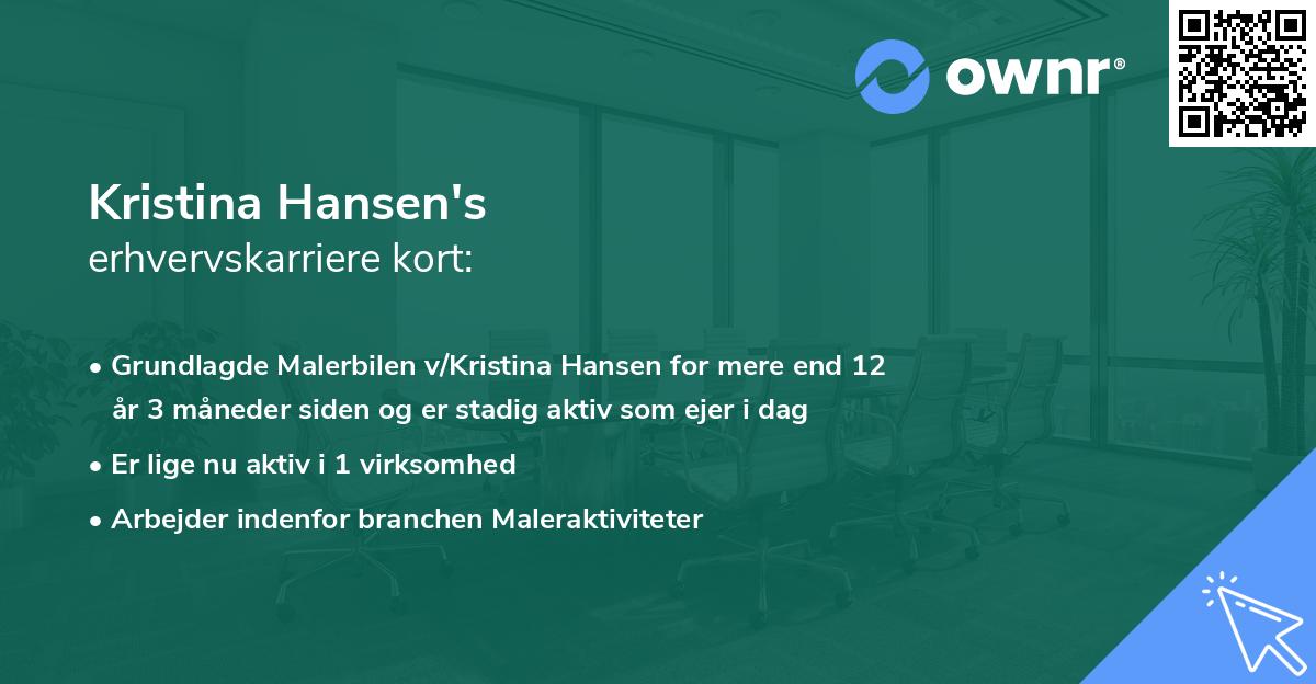 Kristina Hansen's erhvervskarriere kort