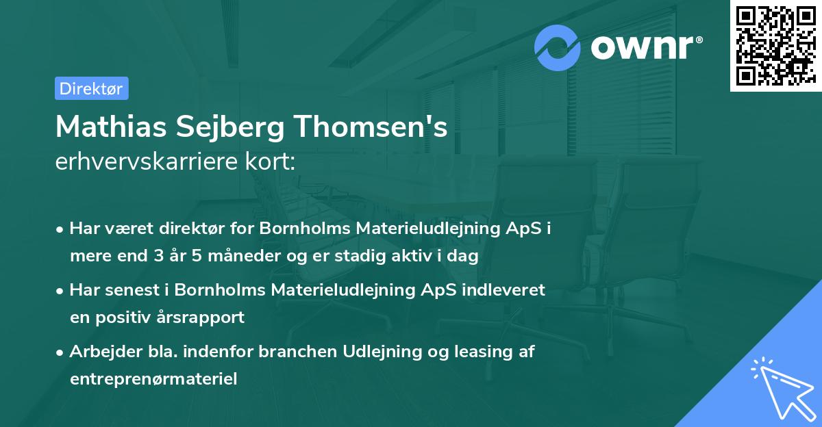 Mathias Sejberg Thomsen's erhvervskarriere kort