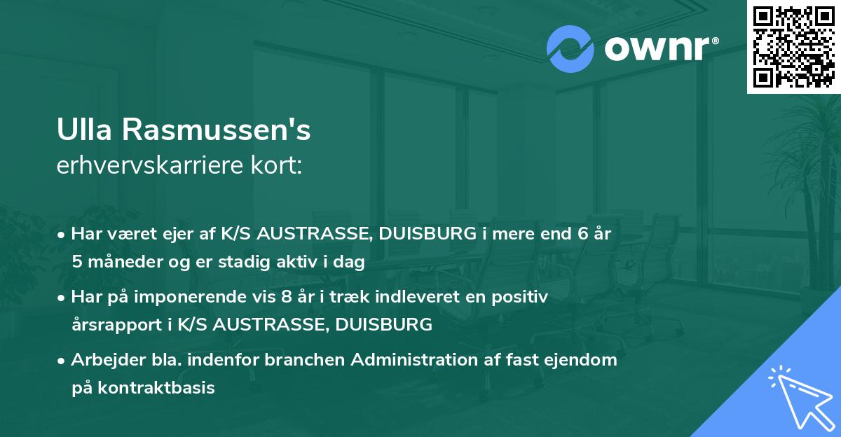 Ulla Rasmussen's erhvervskarriere kort