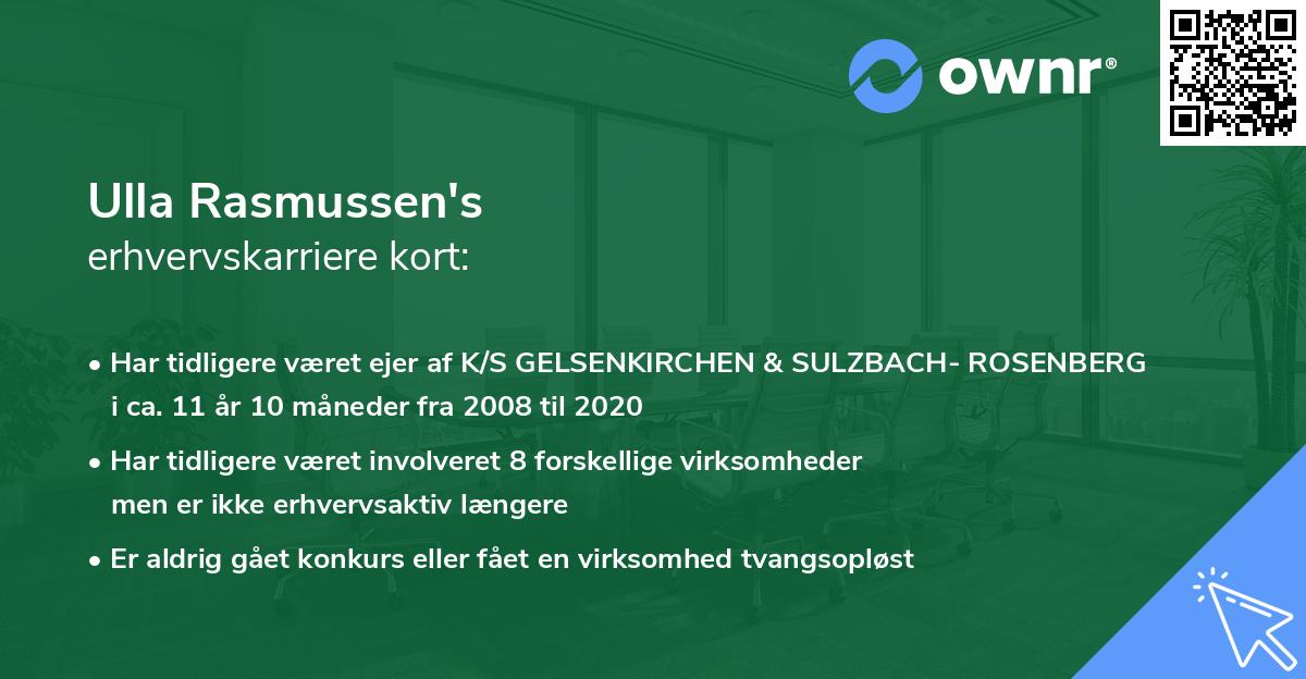 Ulla Rasmussen's erhvervskarriere kort