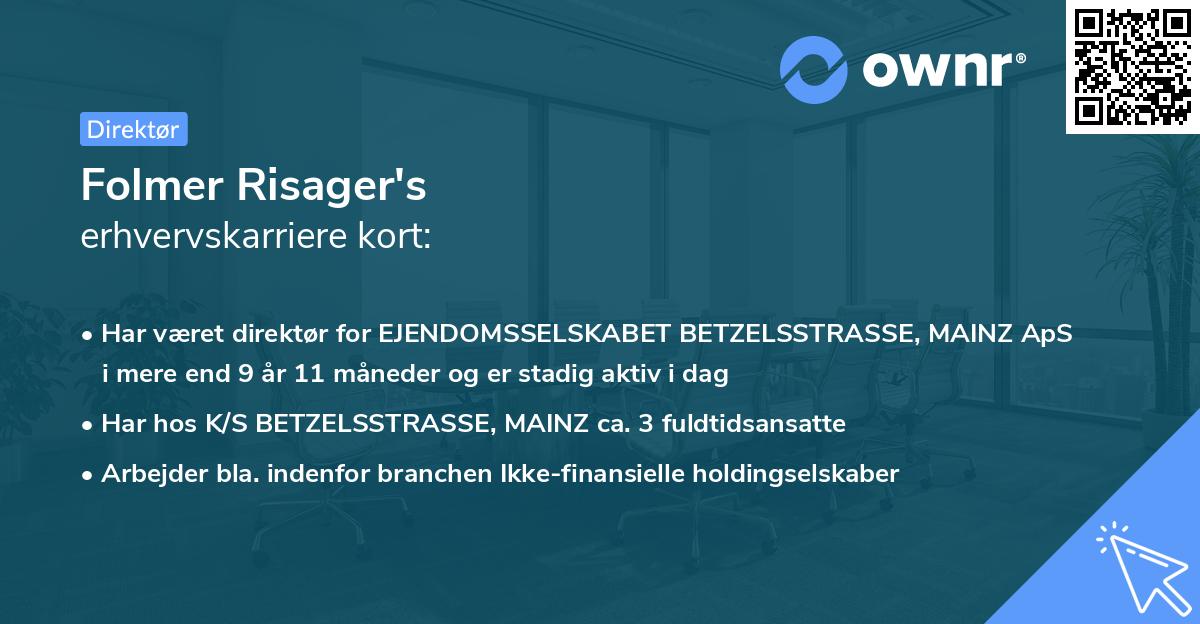 Folmer Risager's erhvervskarriere kort