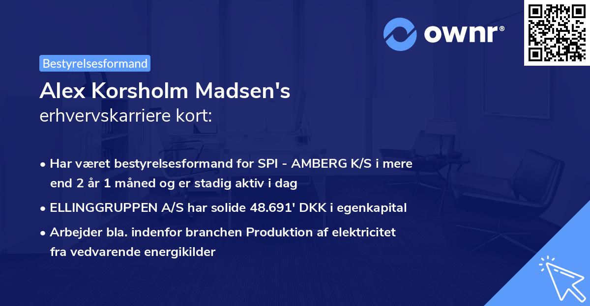 Alex Korsholm Madsen's erhvervskarriere kort