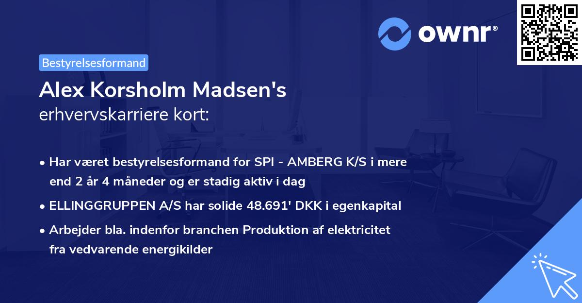 Alex Korsholm Madsen's erhvervskarriere kort