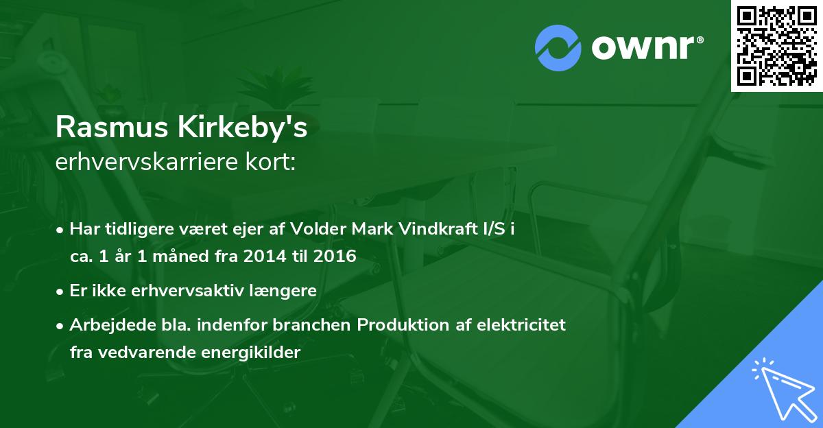 Rasmus Kirkeby's erhvervskarriere kort