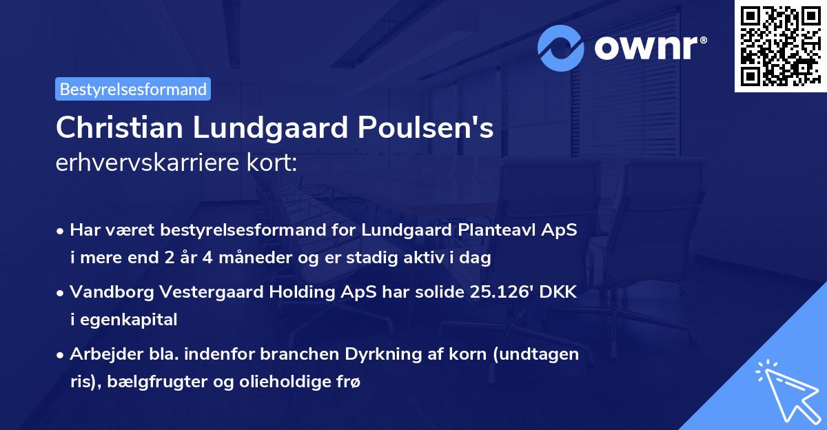 Christian Lundgaard Poulsen's erhvervskarriere kort