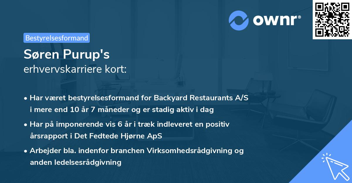 Søren Purup's erhvervskarriere kort
