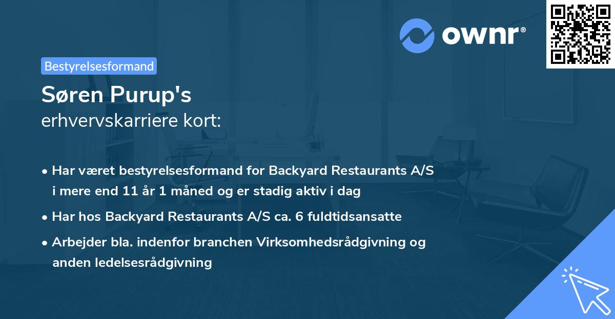 Søren Purup's erhvervskarriere kort