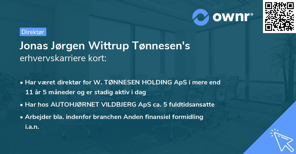 Jonas Jørgen Wittrup Tønnesen's erhvervskarriere kort