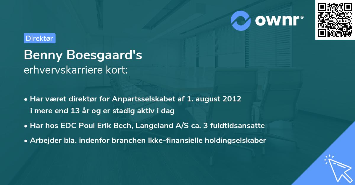 Benny Boesgaard's erhvervskarriere kort