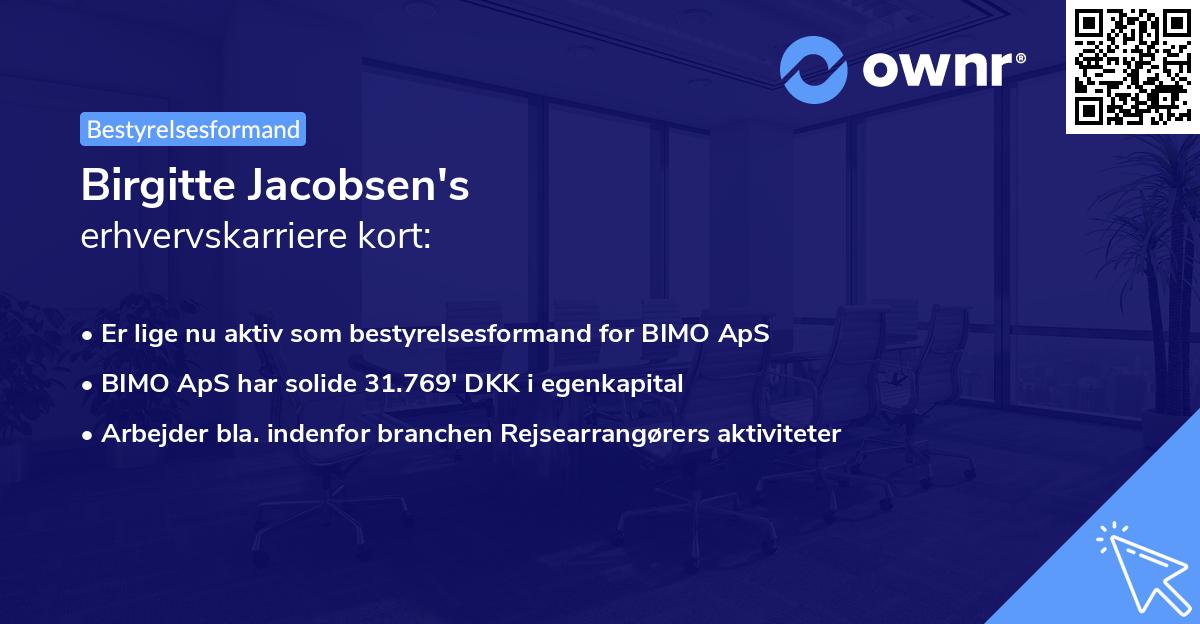 Birgitte Jacobsen's erhvervskarriere kort