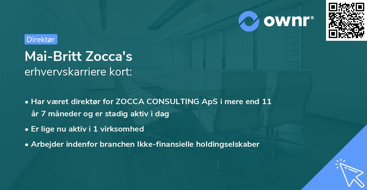 Mai-Britt Zocca's erhvervskarriere kort