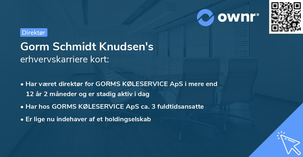 Gorm Schmidt Knudsen's erhvervskarriere kort