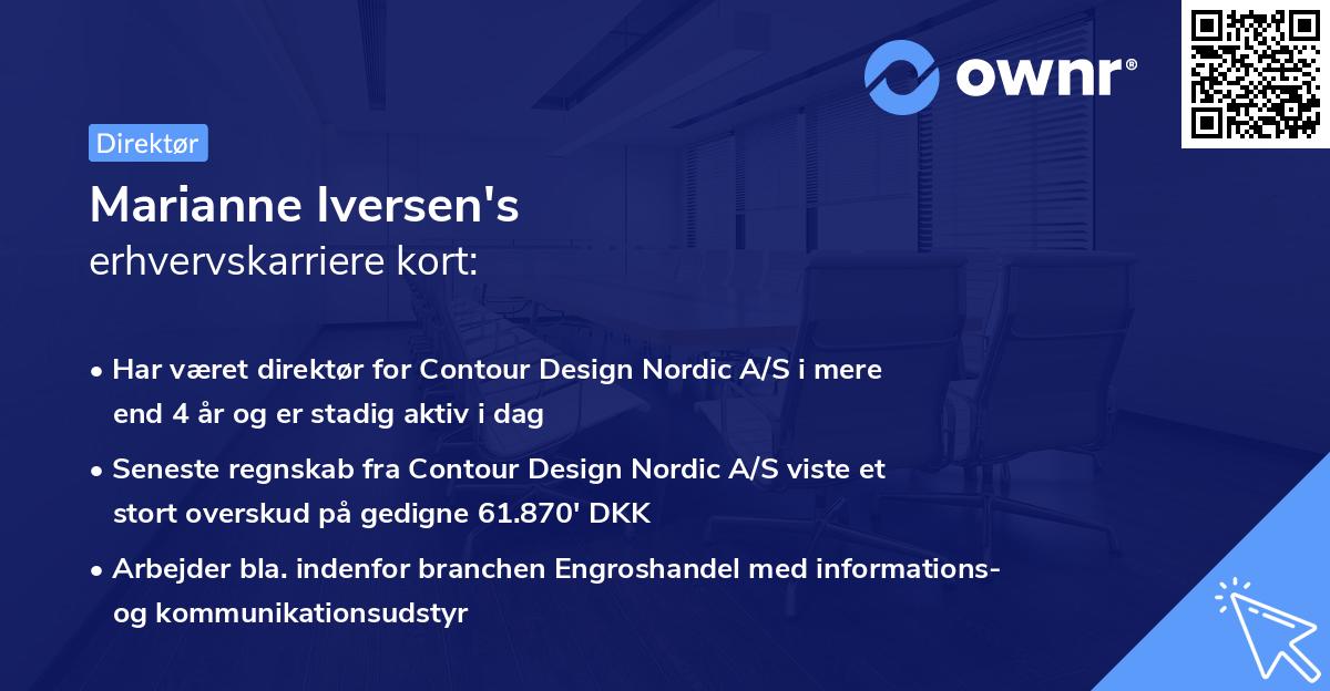 Marianne Iversen's erhvervskarriere kort
