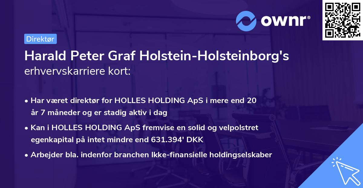 Harald Peter Graf Holstein-Holsteinborg's erhvervskarriere kort
