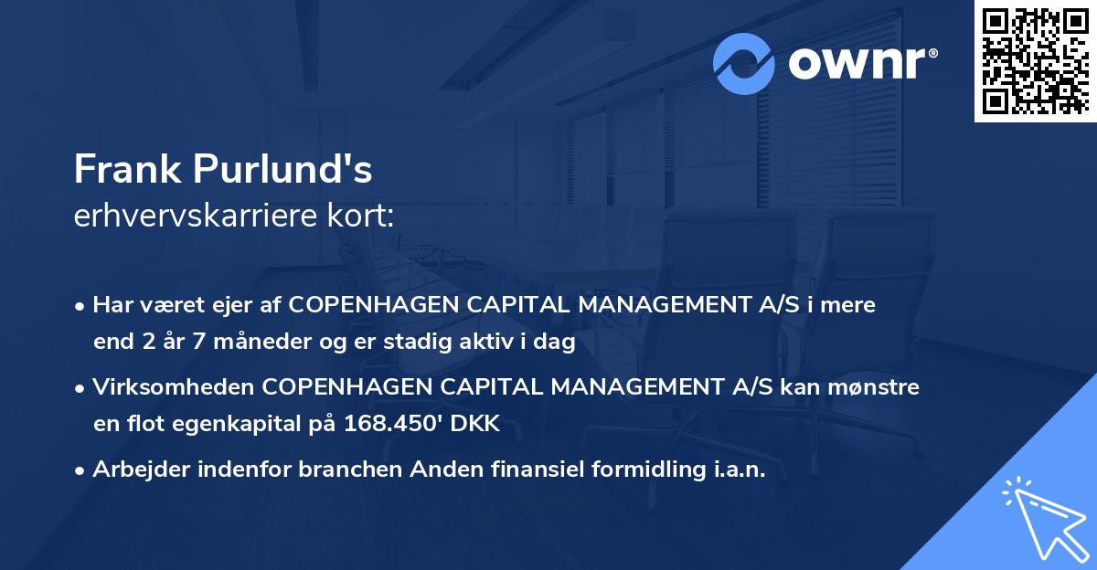 Frank Purlund's erhvervskarriere kort