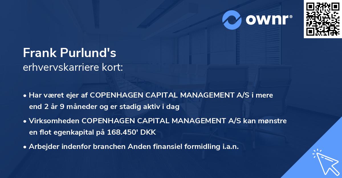 Frank Purlund's erhvervskarriere kort