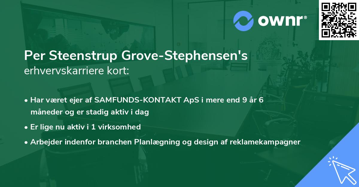 Per Steenstrup Grove-Stephensen's erhvervskarriere kort