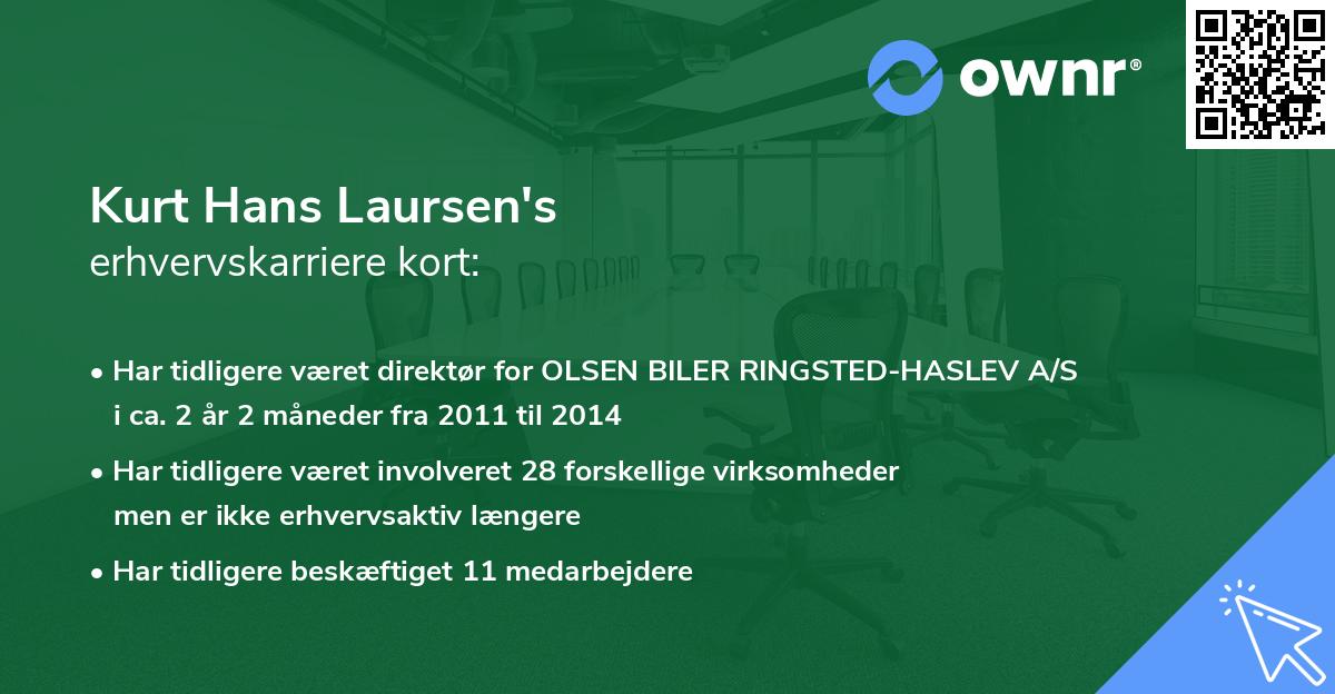 Kurt Hans Laursen's erhvervskarriere kort