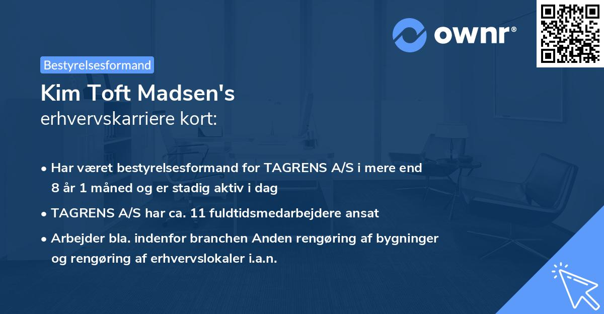 Kim Toft Madsen's erhvervskarriere kort