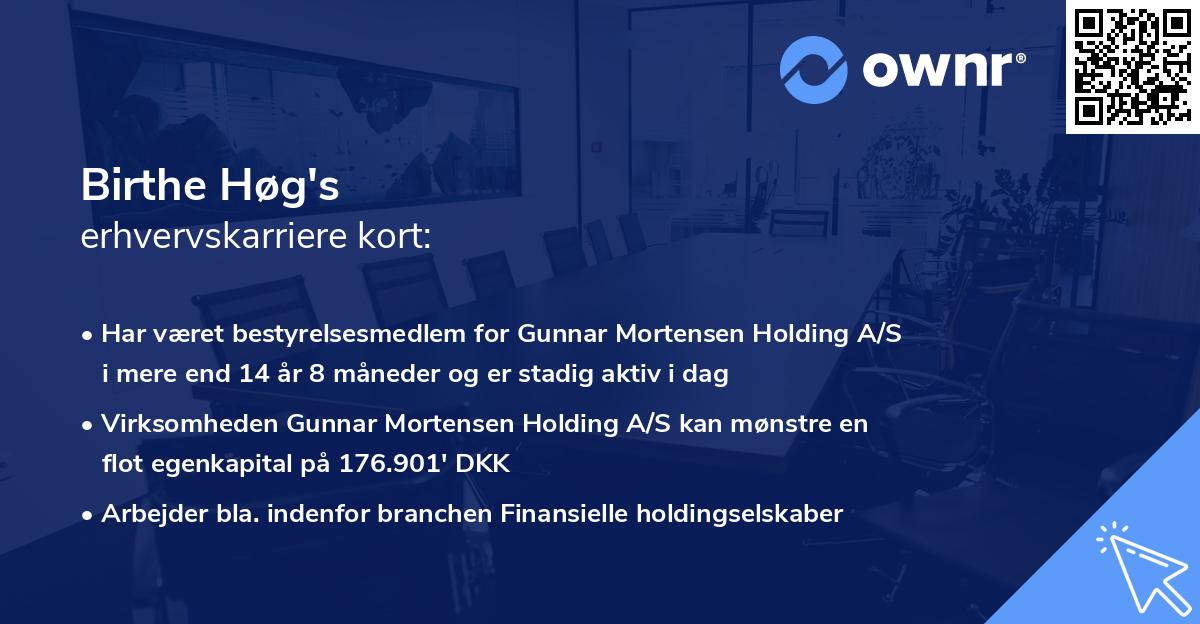Birthe Høg's erhvervskarriere kort