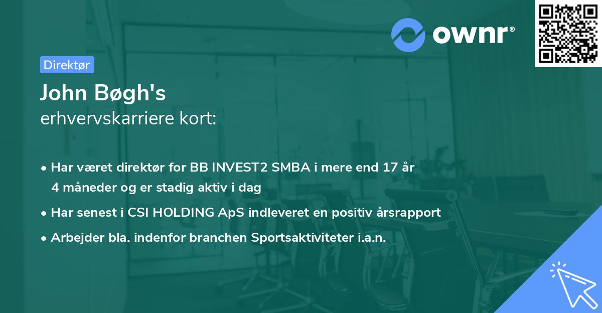 John Bøgh's erhvervskarriere kort