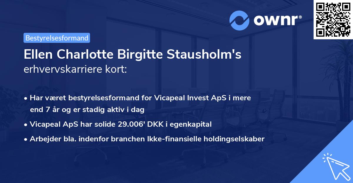 Ellen Charlotte Birgitte Stausholm's erhvervskarriere kort