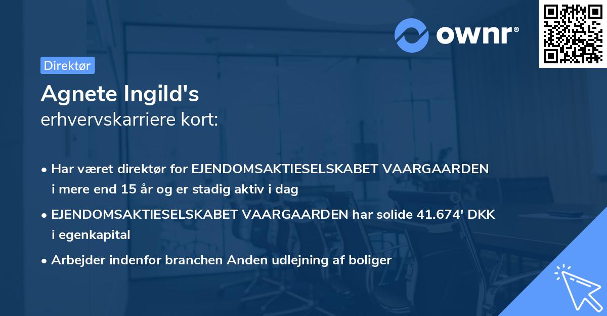 Agnete Ingild's erhvervskarriere kort