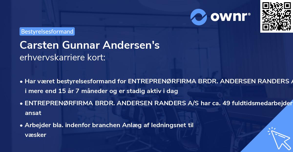 Carsten Gunnar Andersen's erhvervskarriere kort