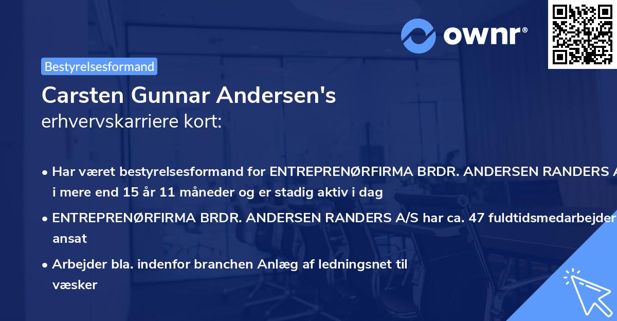 Carsten Gunnar Andersen's erhvervskarriere kort