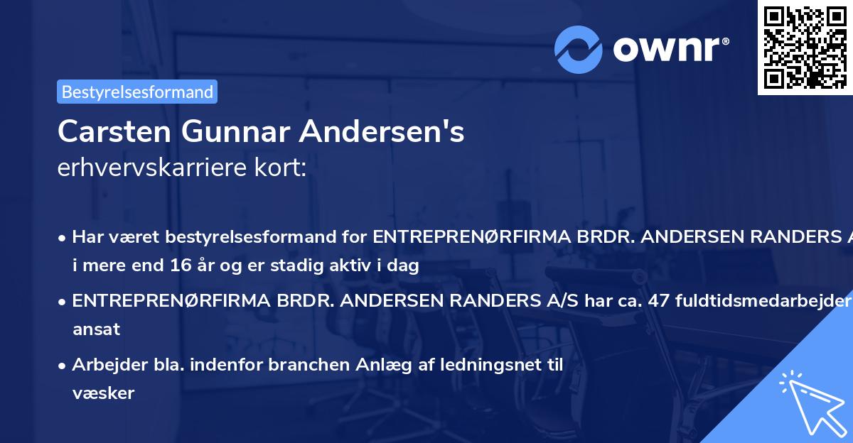 Carsten Gunnar Andersen's erhvervskarriere kort