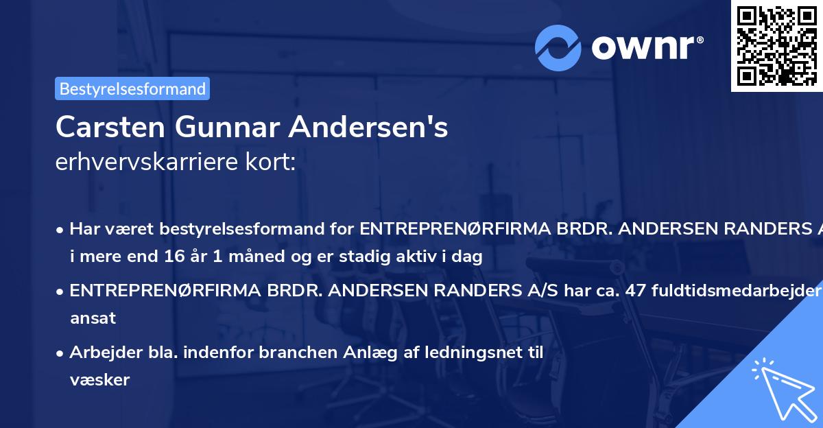Carsten Gunnar Andersen's erhvervskarriere kort