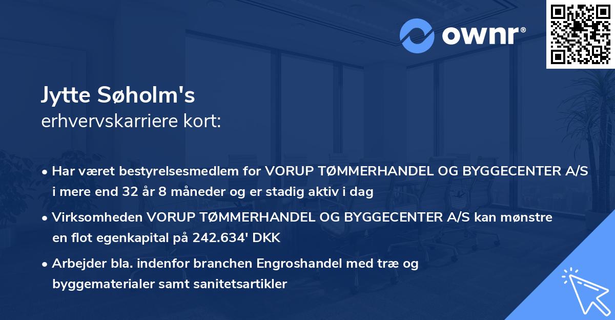 Jytte Søholm's erhvervskarriere kort