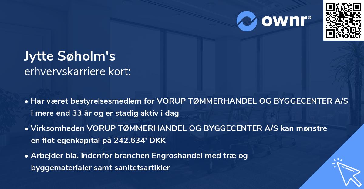 Jytte Søholm's erhvervskarriere kort