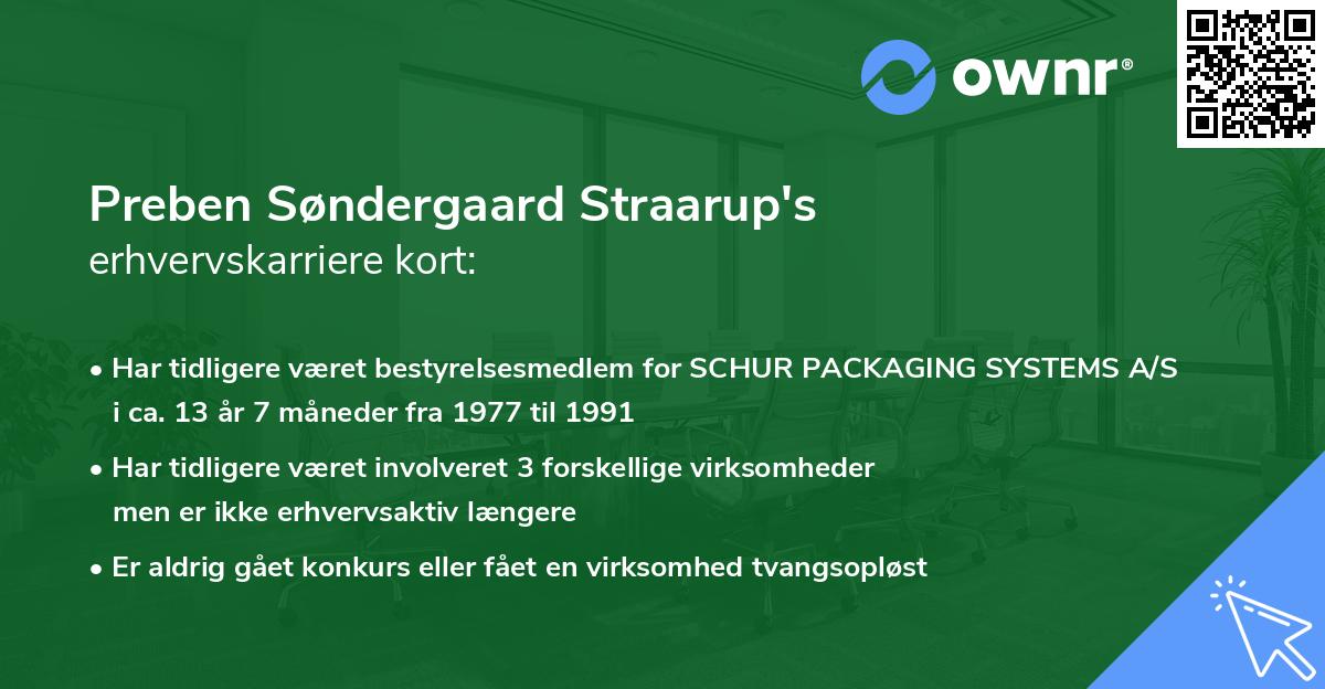Preben Søndergaard Straarup's erhvervskarriere kort