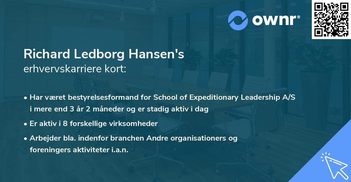 Richard Ledborg Hansen's erhvervskarriere kort