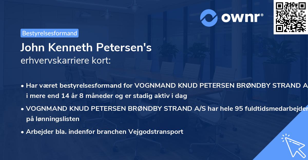 John Kenneth Petersen's erhvervskarriere kort