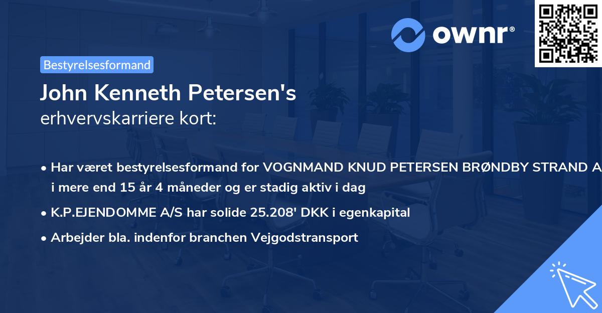 John Kenneth Petersen's erhvervskarriere kort
