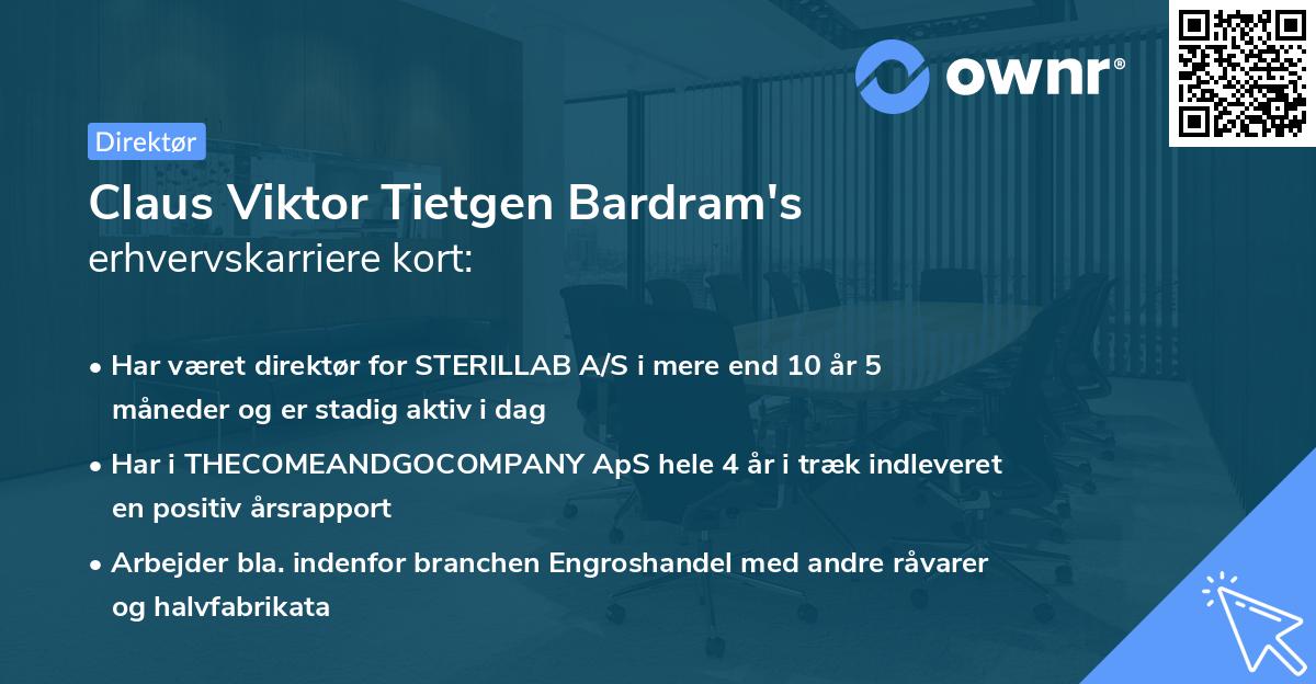 Claus Viktor Tietgen Bardram's erhvervskarriere kort