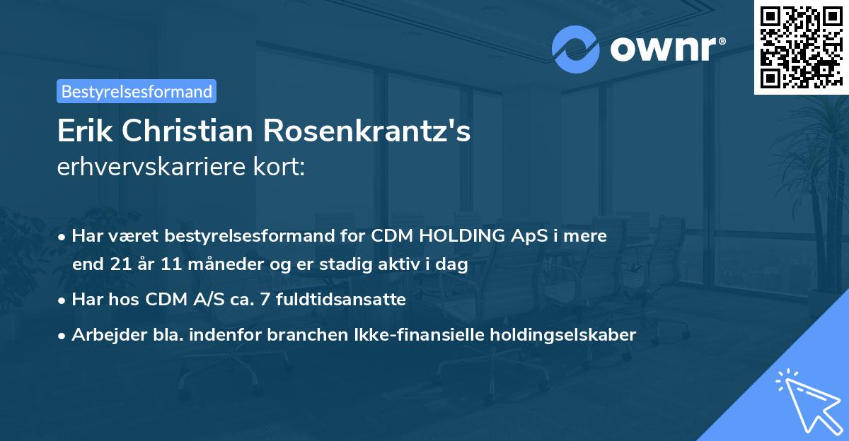 Erik Christian Rosenkrantz's erhvervskarriere kort