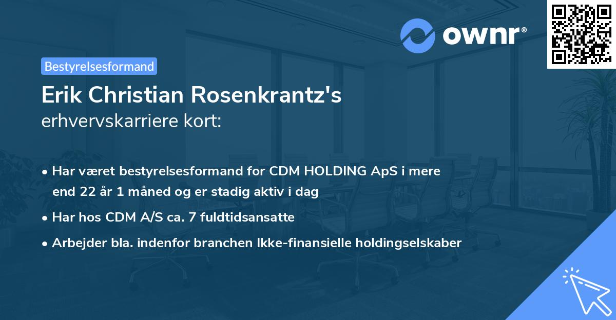 Erik Christian Rosenkrantz's erhvervskarriere kort