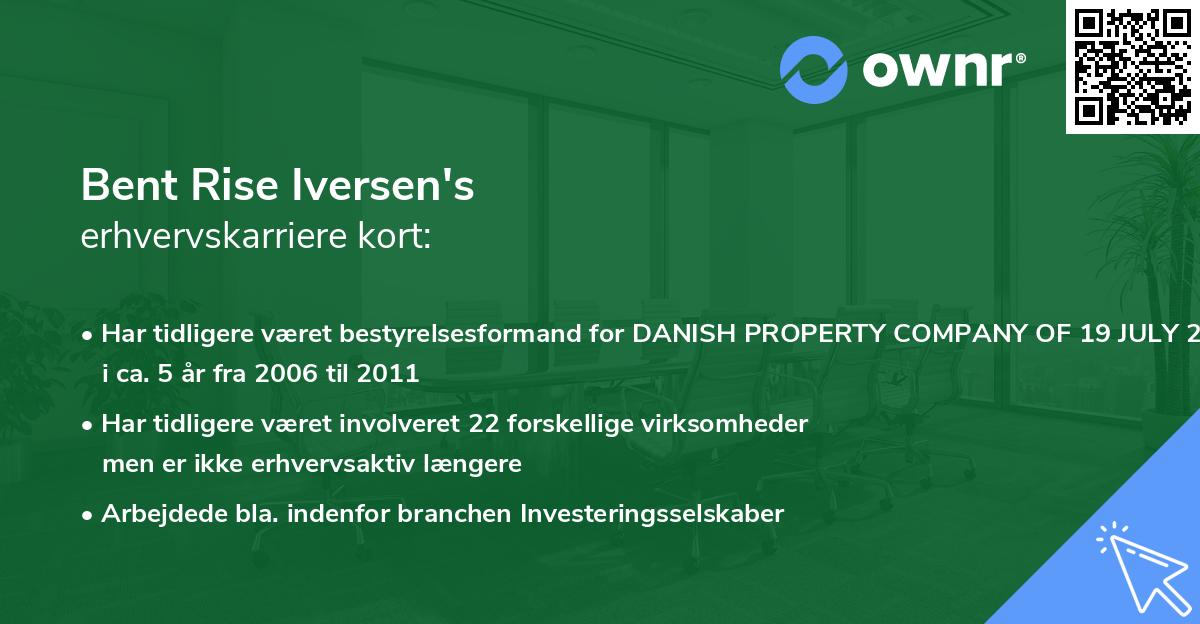Bent Rise Iversen's erhvervskarriere kort