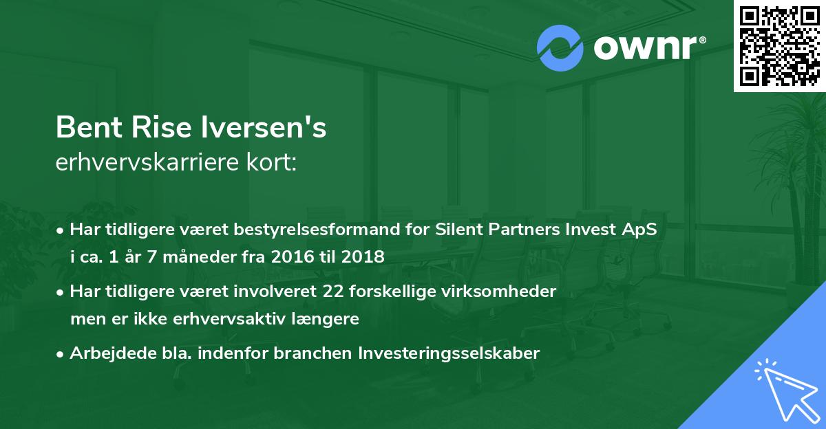 Bent Rise Iversen's erhvervskarriere kort