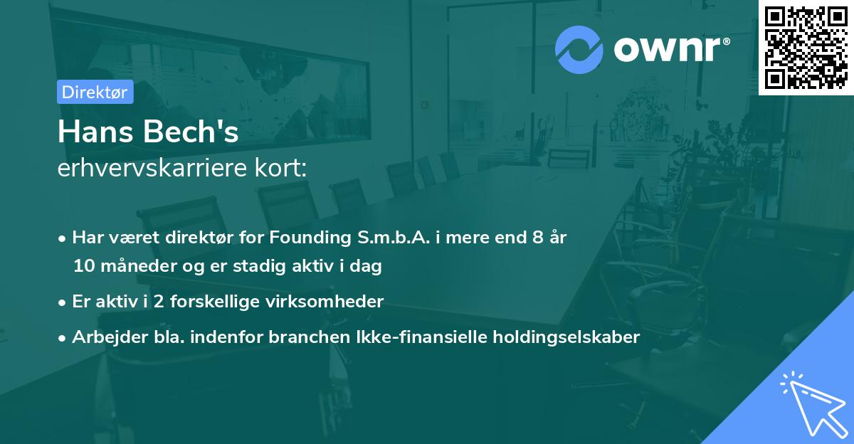 Hans Bech's erhvervskarriere kort