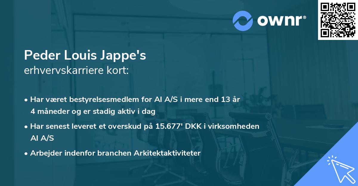 Peder Louis Jappe's erhvervskarriere kort