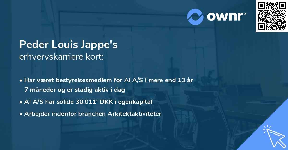 Peder Louis Jappe's erhvervskarriere kort