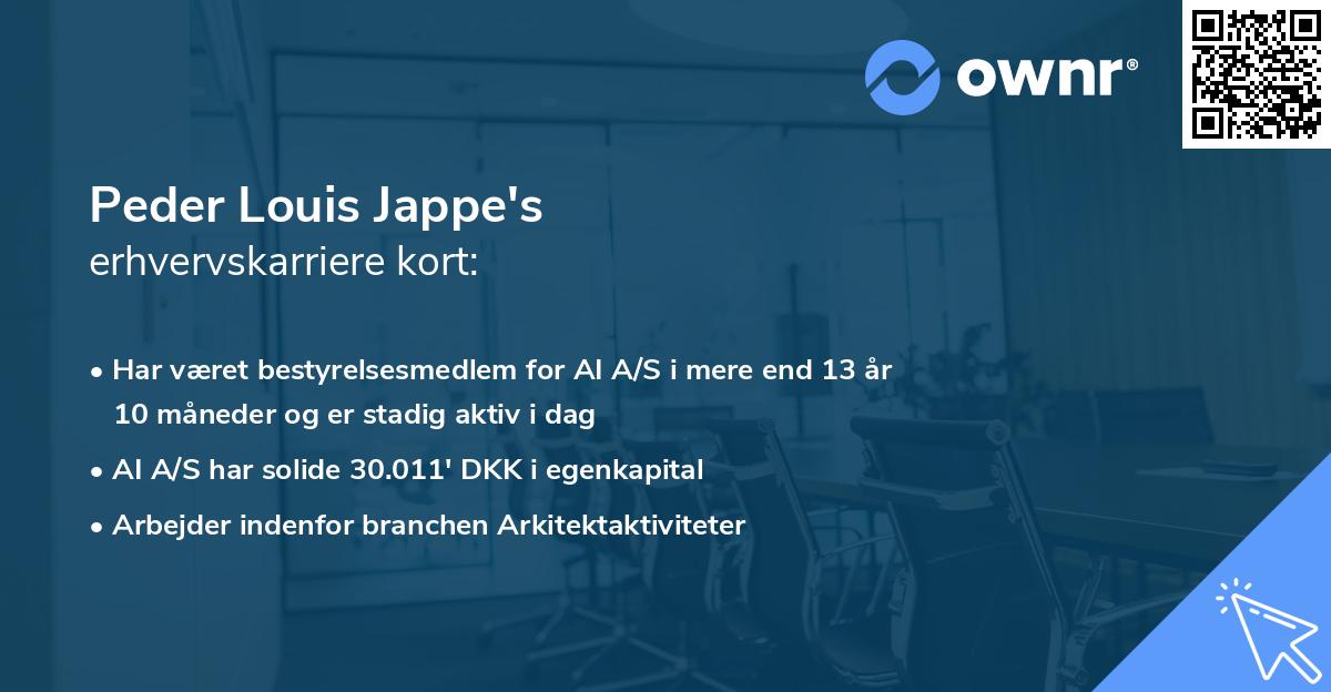 Peder Louis Jappe's erhvervskarriere kort