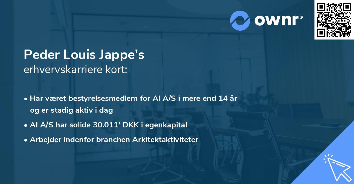 Peder Louis Jappe's erhvervskarriere kort